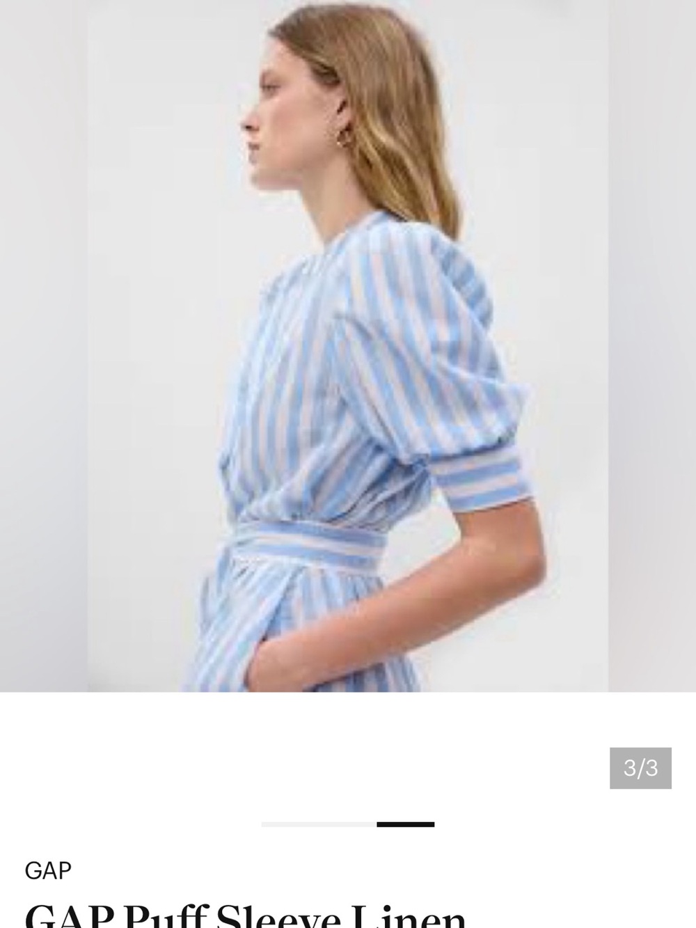 GAP Blue and White Striped Button-Front Belted Dress - Picture 4 of 6